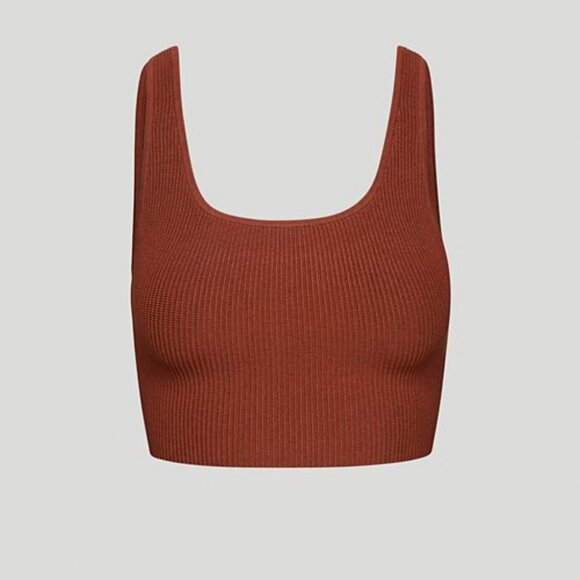 Aritzia Babaton Sculpt Knit Cropped Tank Sz L Rich Copper - Picture 1 of 5